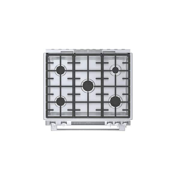 Bosch 800 Series 30 in. 5 Burner Slide In Gas Range in Stainless