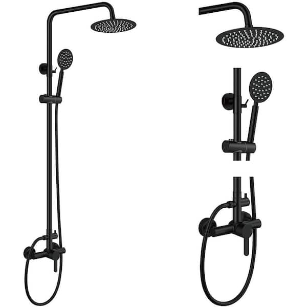 Unbranded Outdoor Shower Faucet Matte Black SUS304 Shower Fixture Combo Set Stainless Steel 8 in.