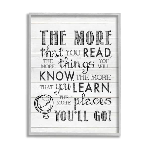 Stupell Industries "More You Read Quote Rustic Pattern" by Lettered and Lined Framed Print Typography Texturized Art 24 in. x 30 in.