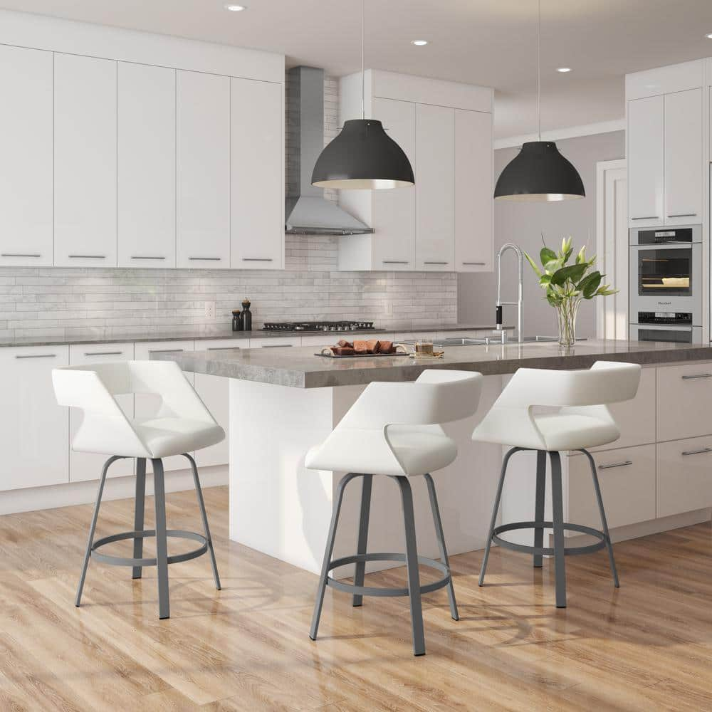 Grey and white counter shop stools