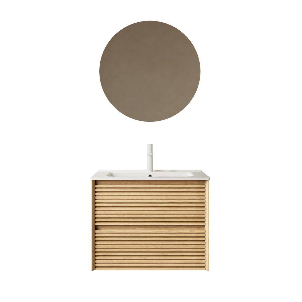 24 in. W x 19 in. D x 20 in. H Single Sink Wall-Mounted Bath Vanity in Wood with White Cultured Marble Top price history on PriceWatchPro