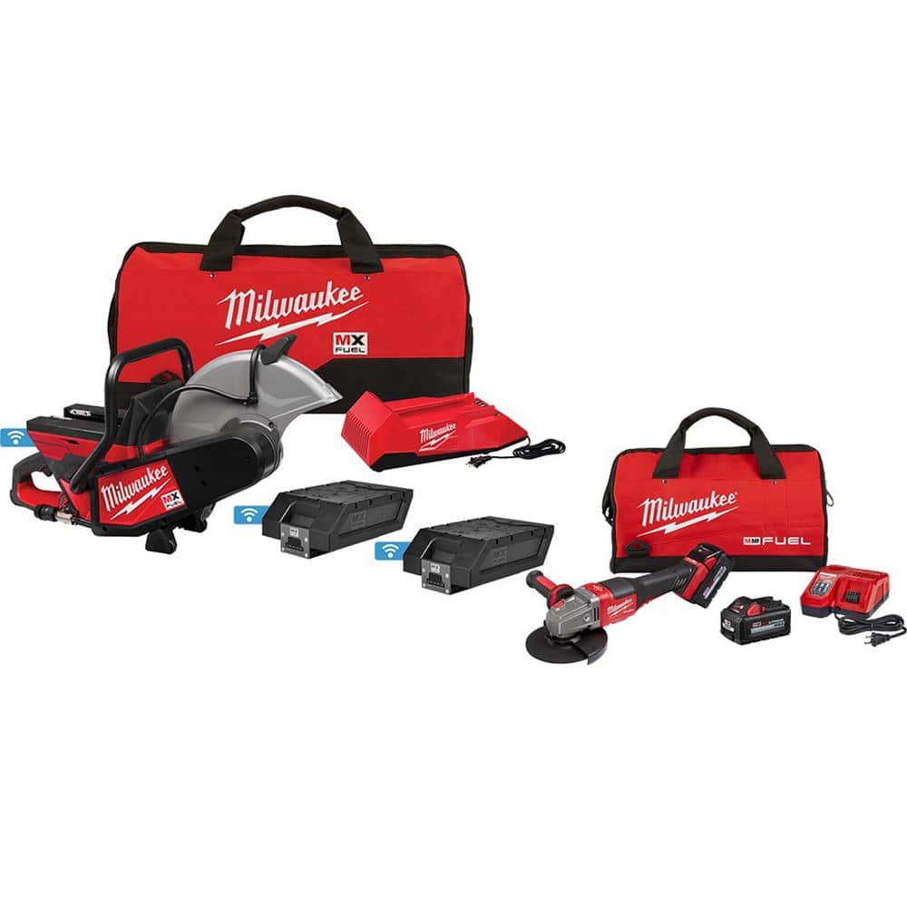 Milwaukee MX FUEL Lithium-Ion Cordless 14 in. Cut Off Saw Kit with M18 FUEL  Lithium-Ion Brushless Cordless 4-1/2