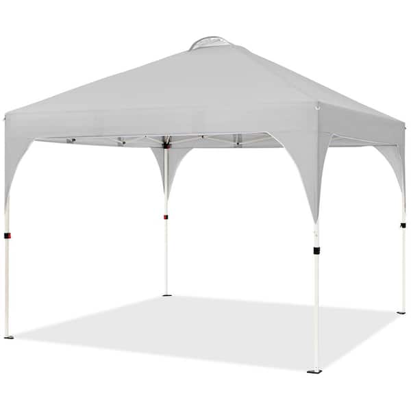 Yaheetech 10 ft. x 10 ft. Outdoor Pop-Up Canopy Camping Tent for Garden Patio Park Market Light Gray