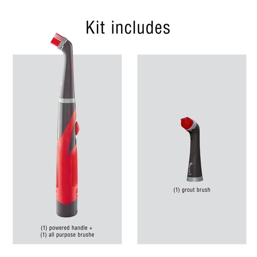 Gray and Red Cordless Electric Power Scrubber with Grip Handle