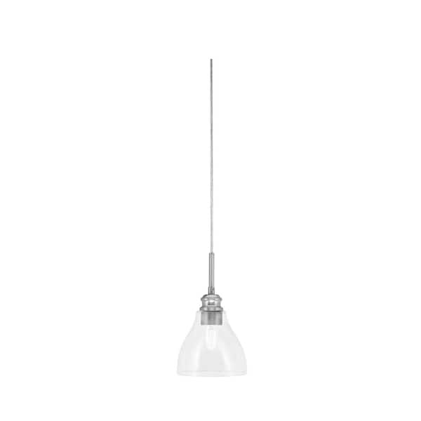 Unbranded Albany 60-Watt 1-Light Brushed Nickel Pendant Mini Pendant Light Clear Bubble Glass and Light Bulb Not Included