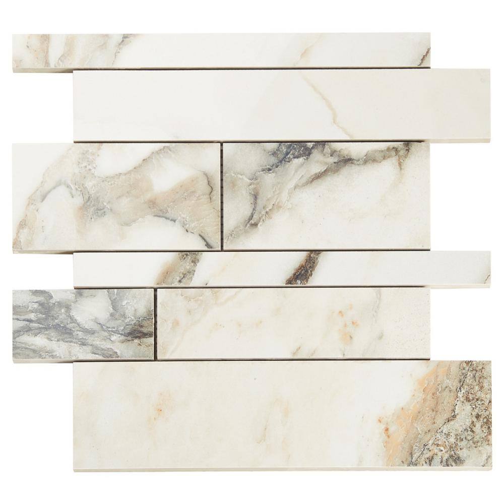 Calacatta Rustico Polished Porcelain Marble Look Mosaic Tile