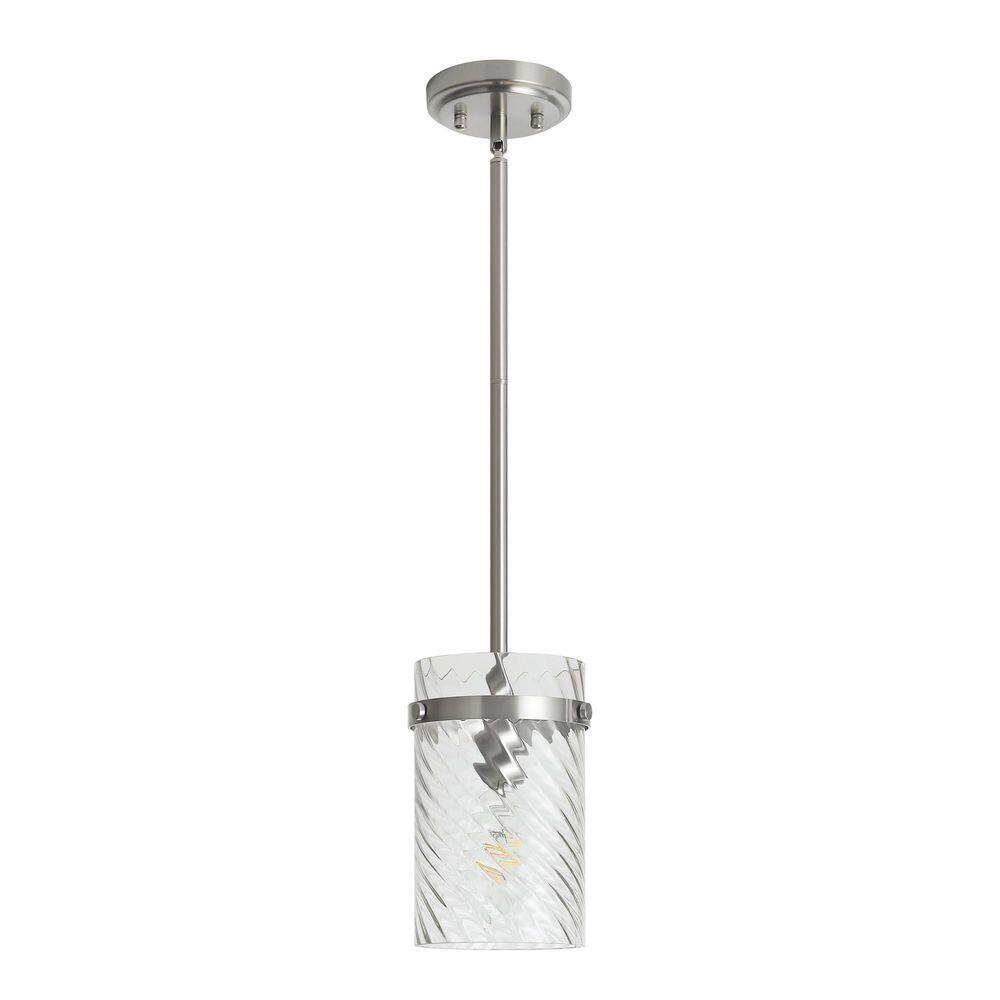 Modern Industrial 1-Light Pendant Light with Brushed Nickel Metal and Twisted Clear Glass Shade for Kitchen Island price history on PriceWatchPro