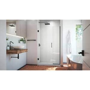 Unidoor Plus 39.5 to 40 in. x 72 in. Frameless Hinged Shower Door in Matte Black
