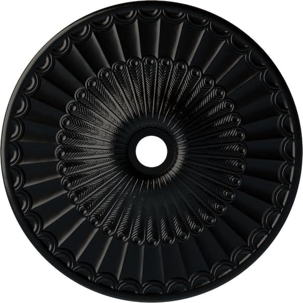 Ekena Millwork 2-3/8" x 36-5/8" x 36-5/8" Polyurethane Galveston Ceiling Medallion, Hand-Painted Jet Black