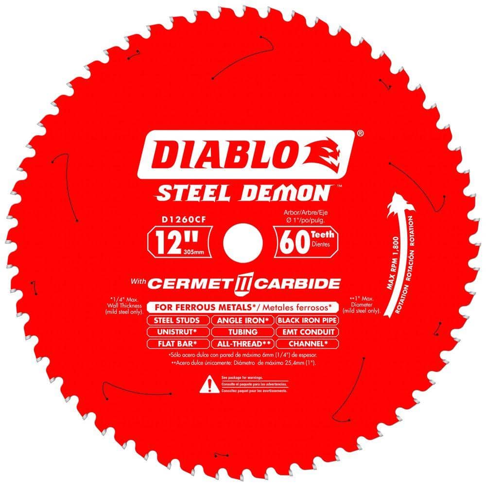DIABLO Steel Demon 12 in. x 60-Tooth Cermet II Metals and Stainless Steel  Circular Saw Blade D1260CF The Home Depot