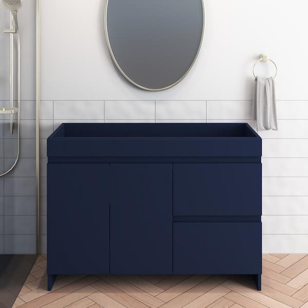 VOLPA USA AMERICAN CRAFTED VANITIES Mace 48 in. W x 18 in. D x 34 in. H Bath Vanity Cabinet without Top in Navy with Right-Side Drawers
