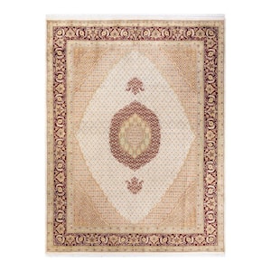 Mogul One-of-a-Kind Traditional Ivory 8 ft. 1 in. x 10 ft. 5 in. Overdyed Area Rug