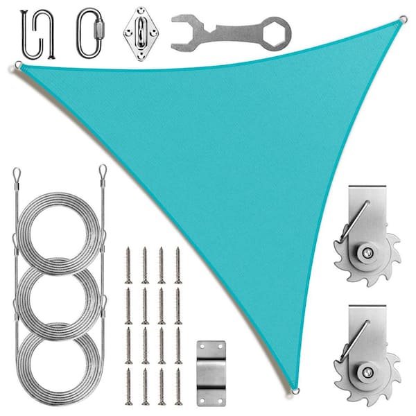 20 ft. x 20 ft. x 20 ft. Triangle Sun Shade Sail Canopy with Hardware TAWAL-Turquoise