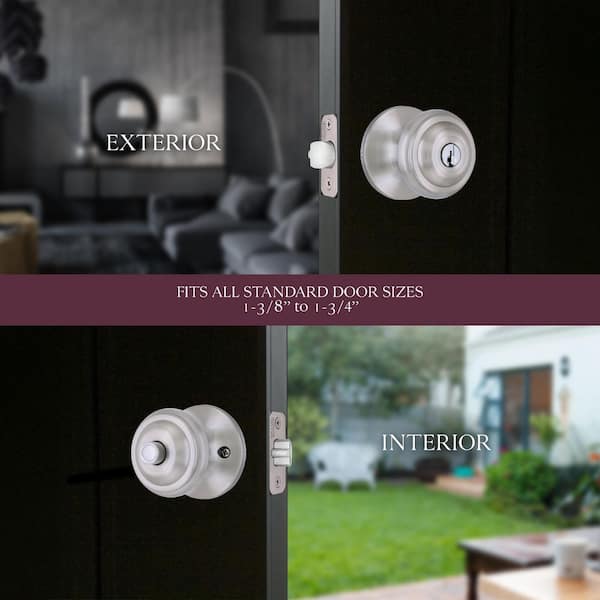 Mulholland Satin Nickel Keyed Entry Door Knob Featuring Dual Keyway