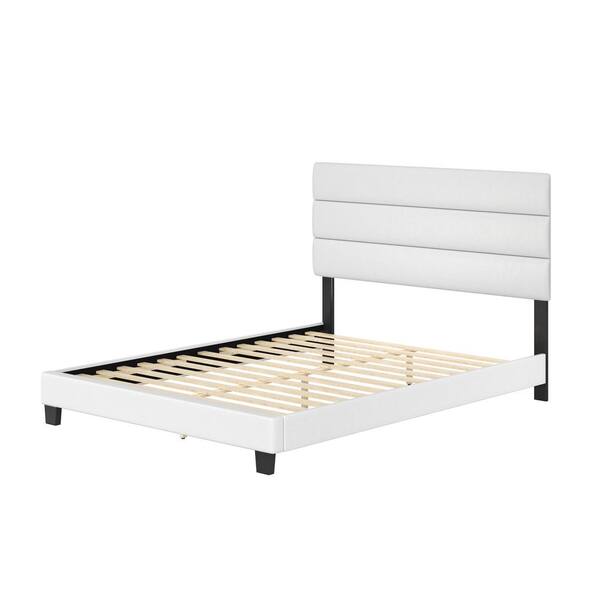 Rest Rite Luna White Faux Leather, Faux Leather Bed Frame With Mattress