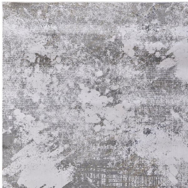5 X 8 Gray, Silver Abstract Area Rug