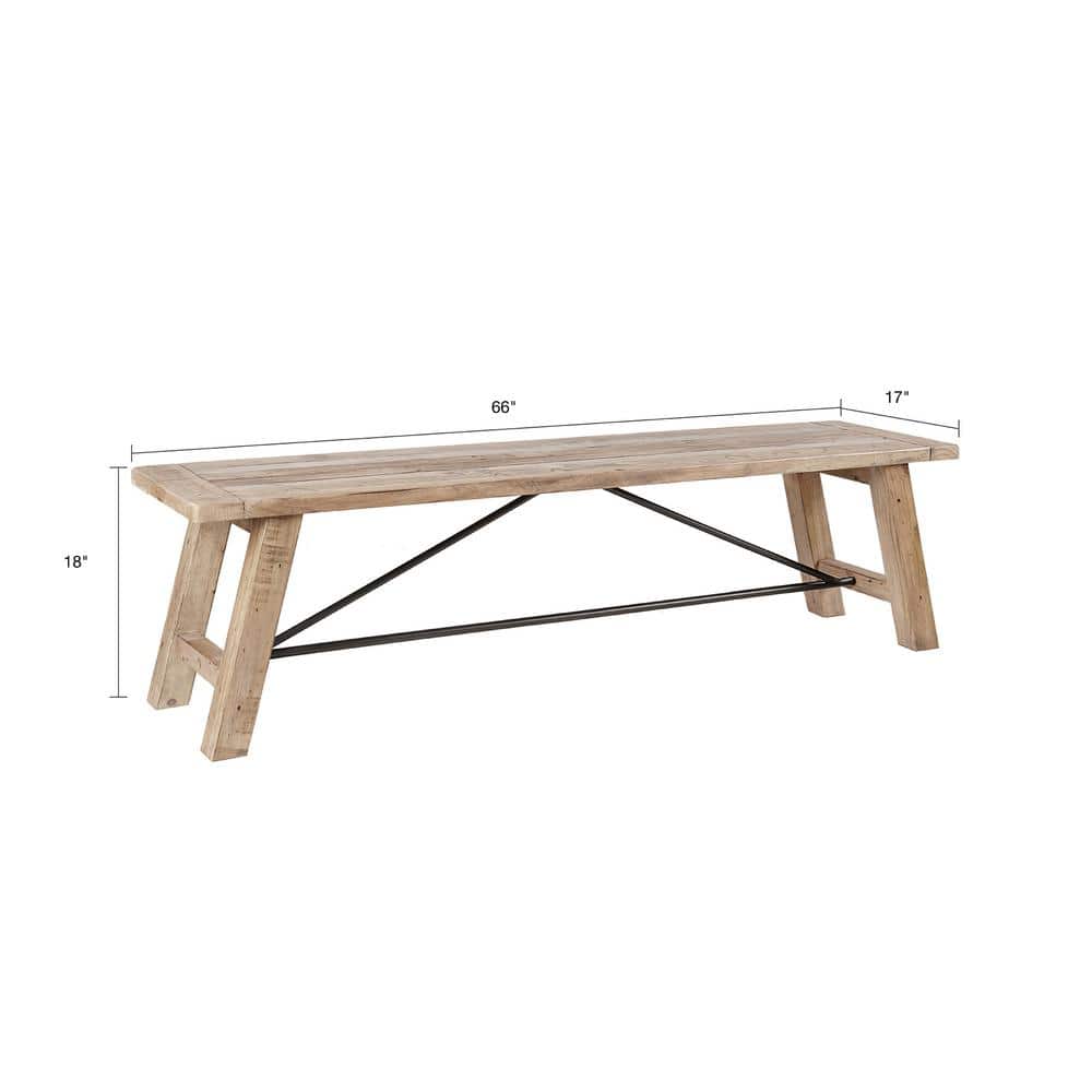 Reclaimed Pine and Gunmetal 66" Rustic Dining Bench