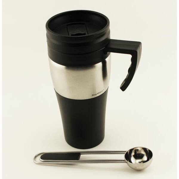 BergHOFF Geminis 16 oz. Silver Stainless Steel Travel Mug with Clipping Scoop