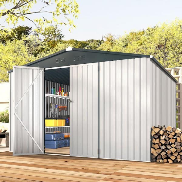 Sudzendf 10 ft. W x 10 ft. D Metal Shed with Double Lockable Door