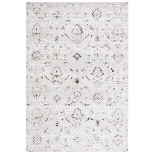 Quincy 4 ft. x 6 ft. Ivory/Light Gray Floral Indoor/Outdoor Area Rug