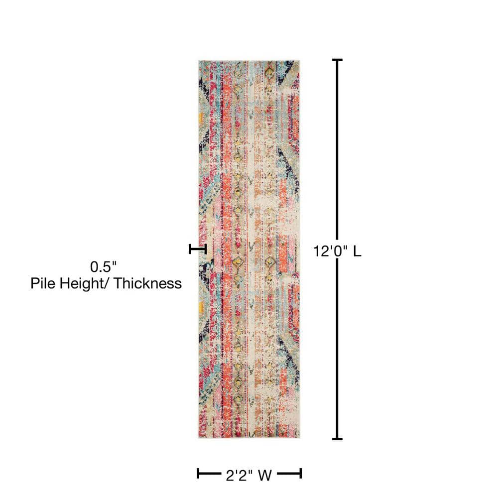 Monaco Multicolor Synthetic Boho Runner Rug
