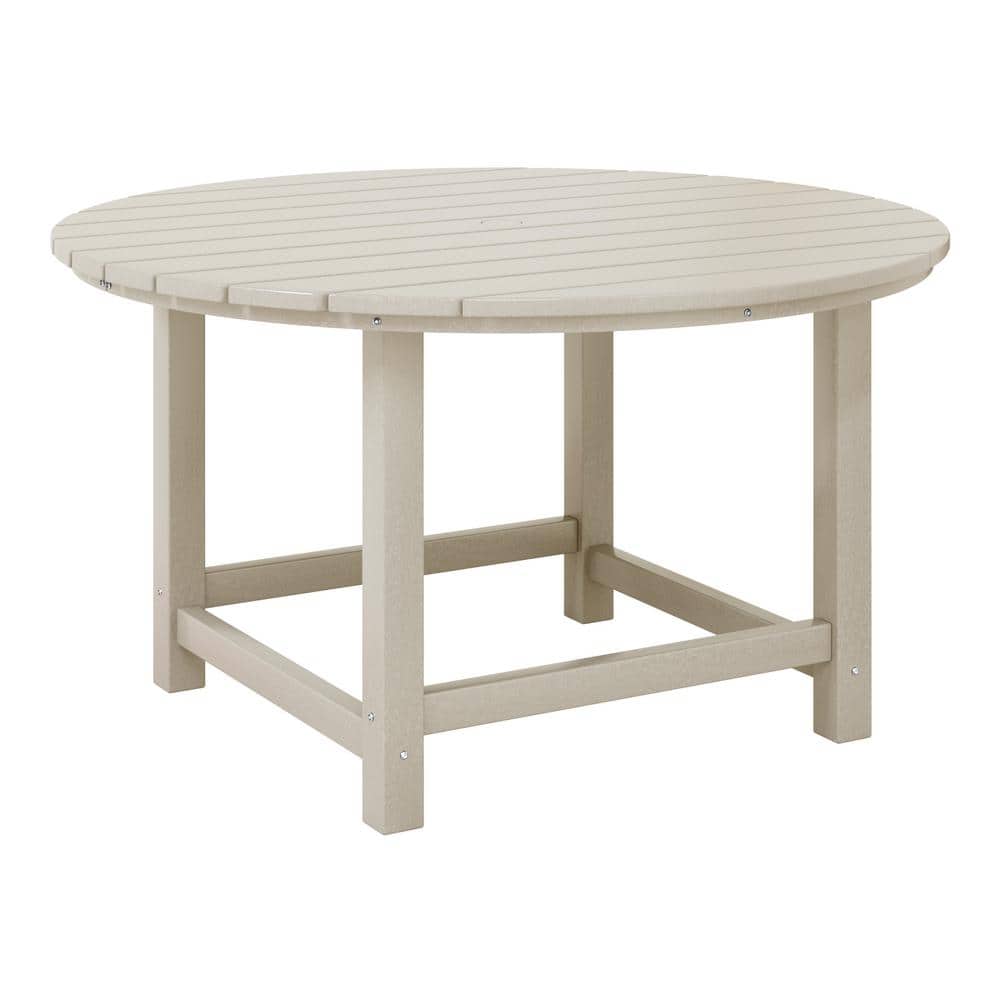 Children's Laguna Outdoor Patio All Weather Fade Resistant Kids Poly Plastic 38 in. Round Picnic Dining Table in Sand price history on PriceWatchPro