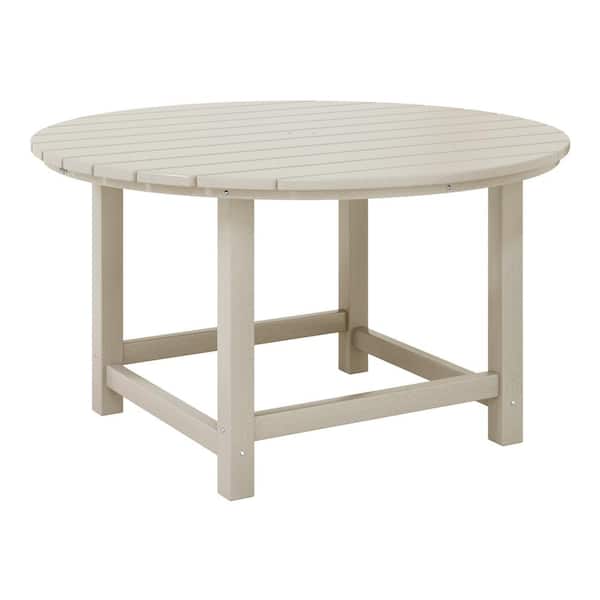 WESTIN OUTDOOR Children's Laguna Outdoor Patio All Weather Fade Resistant Kids Poly Plastic 38 in. Round Picnic Dining Table in Sand