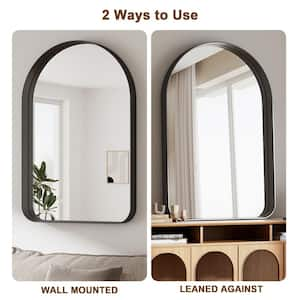 24 in. W x 36 in. H Arch Metal Deep Framed Wall Bathroom Vanity Mirror Black