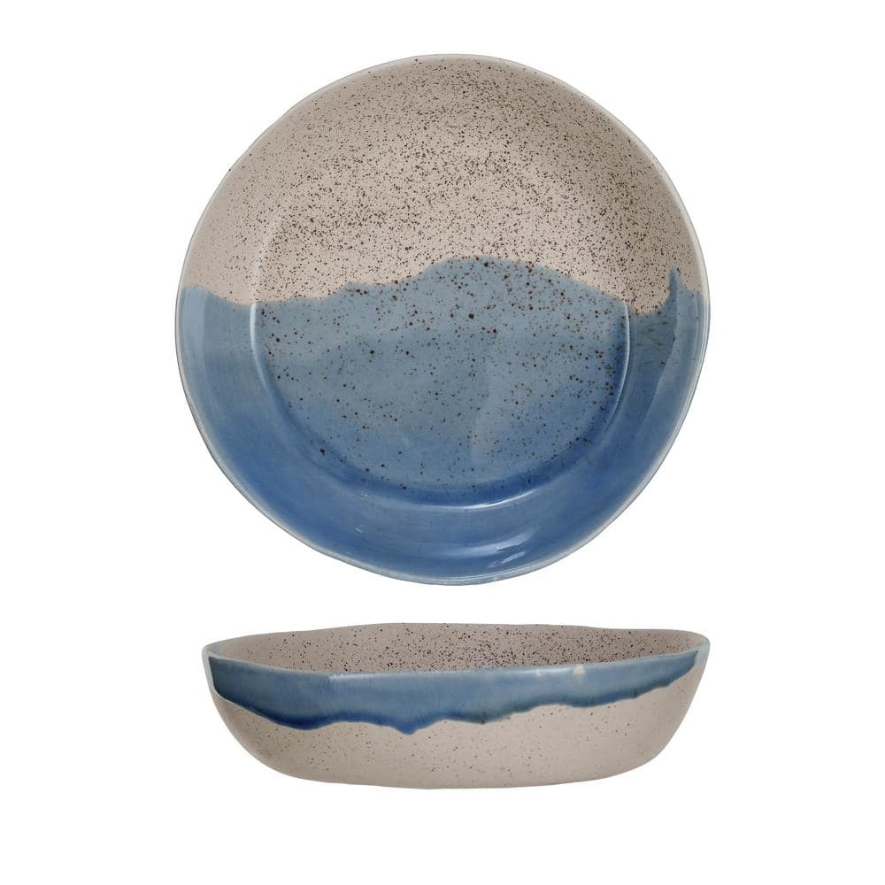 Photos - Tray 8.25 in. 30.4 fl. oz. Blue & Cream Speckled Large Stoneware Serving Bowl A