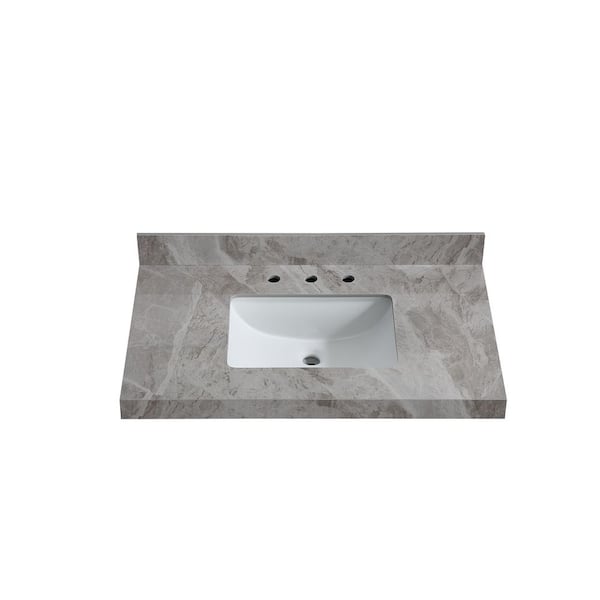 37 in. W x 22 in. D Porcelain Vanity Tops in Italian Grey