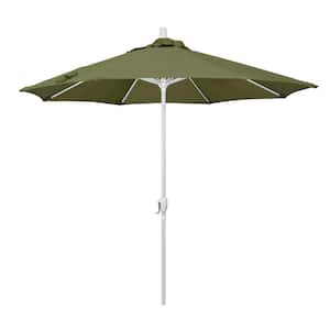 9 ft. Aluminum Market Push Tilt - M White Patio Umbrella in Terrace Fern Olefin