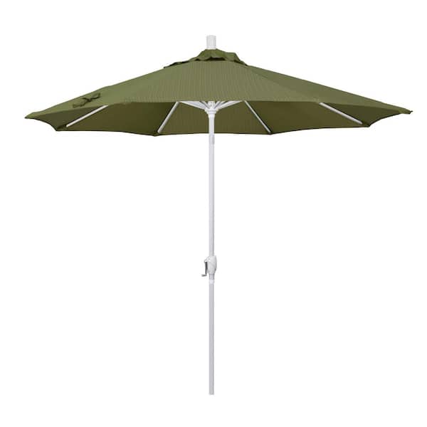 California Umbrella 9 ft. Aluminum Market Push Tilt - M White Patio Umbrella in Terrace Fern Olefin