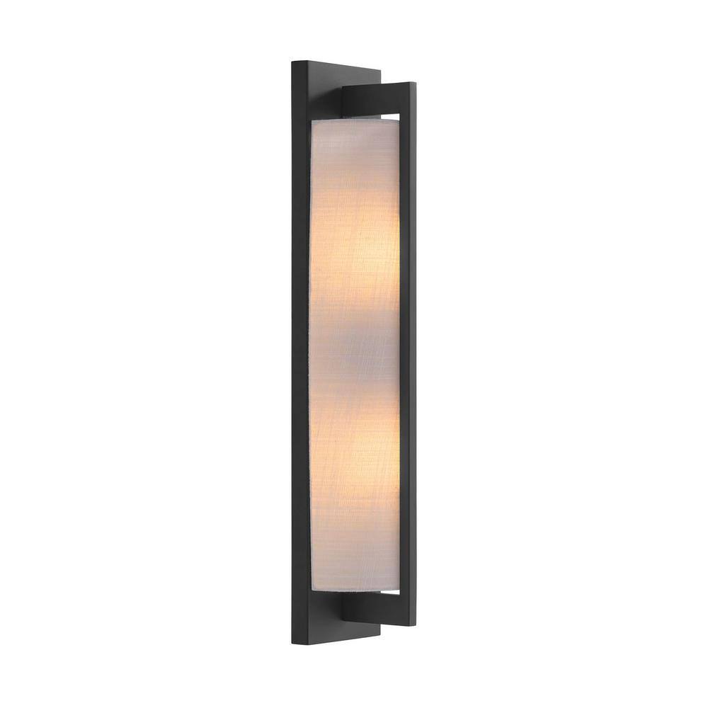 Matte Black and White Fabric 2-Light Dimmable Sconce