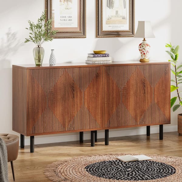 BYBLIGHT Ahlivia Brown Wood 59.06 in Storage Cabinet Set