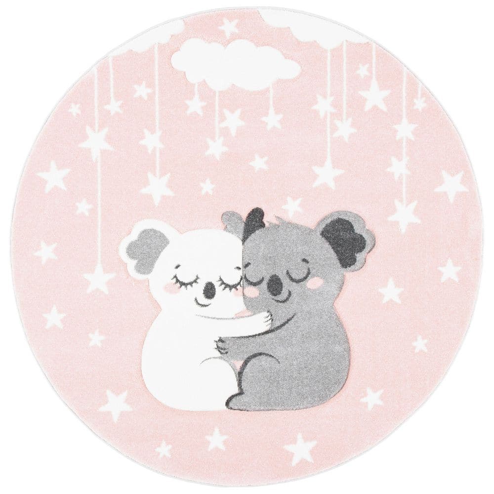 Carousel Kids Pink/White 8 ft. x 8 ft. Stars Round Area Rug -  SAFAVIEH, CRK195U-8R
