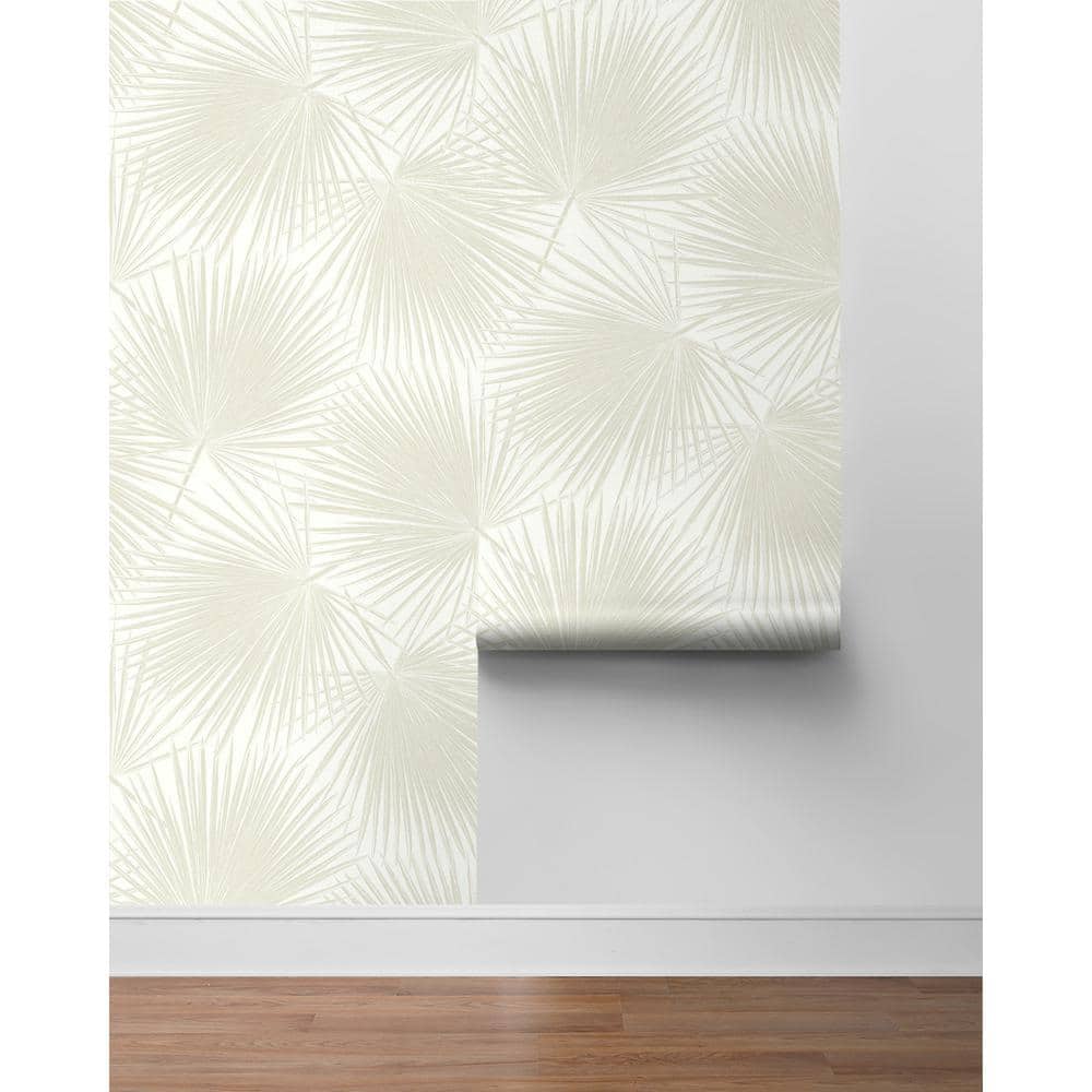 Sea Salt Vinyl Palm Leaf Peel and Stick Wallpaper Roll