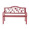 Angel Sar 2-Person Red Metal Outdoor Garden Bench with Bird-Shaped ...