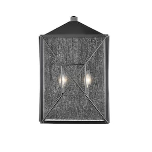 Caswell 2 Light 11.5 in. Powder Coated Black Outdoor with Clear Seeded Glass