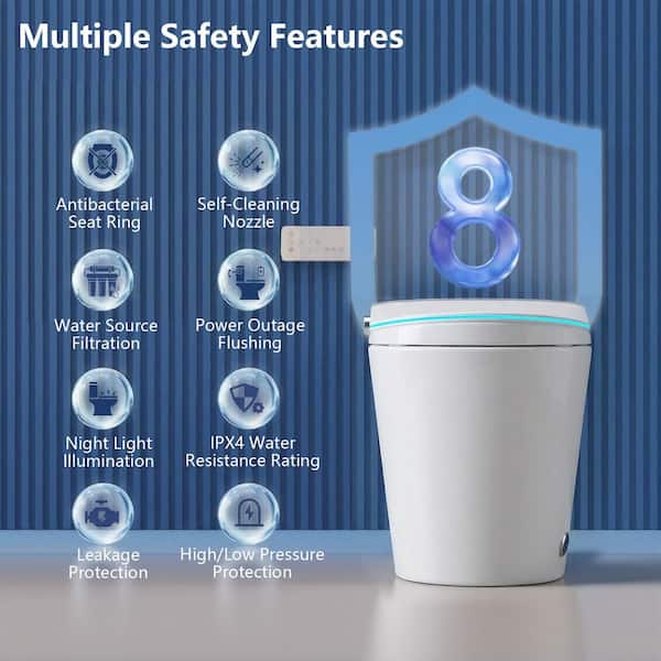 TOTTE Smart Elongated Bidet Toilet 1.28 GPF in White with Heated