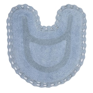 Hampton Crochet Reversible 100% Cotton Bath Rug Set, 20x20 Contour, Blue