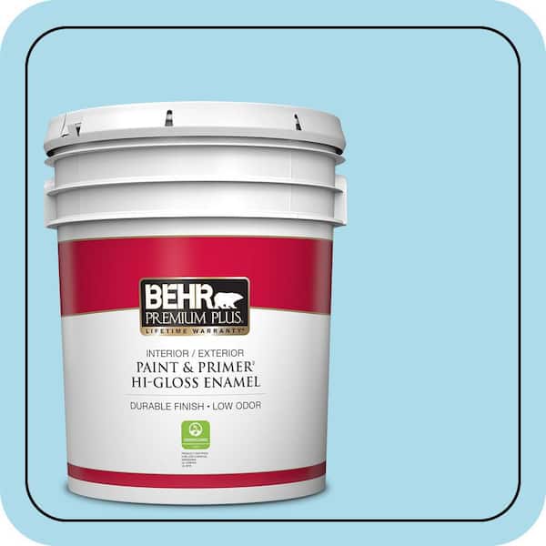 BEHR PREMIUM PLUS 5 gal. #530A-3 Frosty Glade Hi-Gloss Enamel Interior/Exterior Paint & Primer