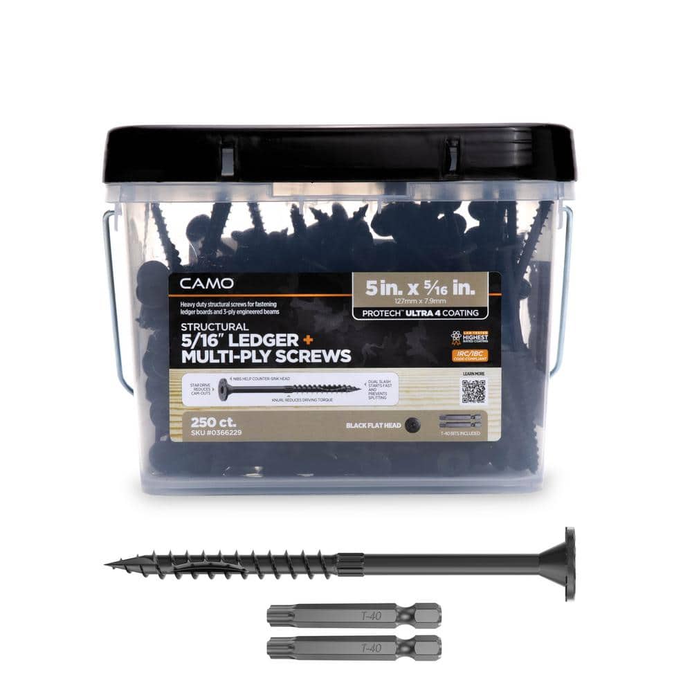 5/16 in. x 5 in. Star Drive Flat Head Multi-Purpose + Multi-Ply + Ledger Structural Wood Screw- Exterior Coat (250-Pack) price history on PriceWatchPro