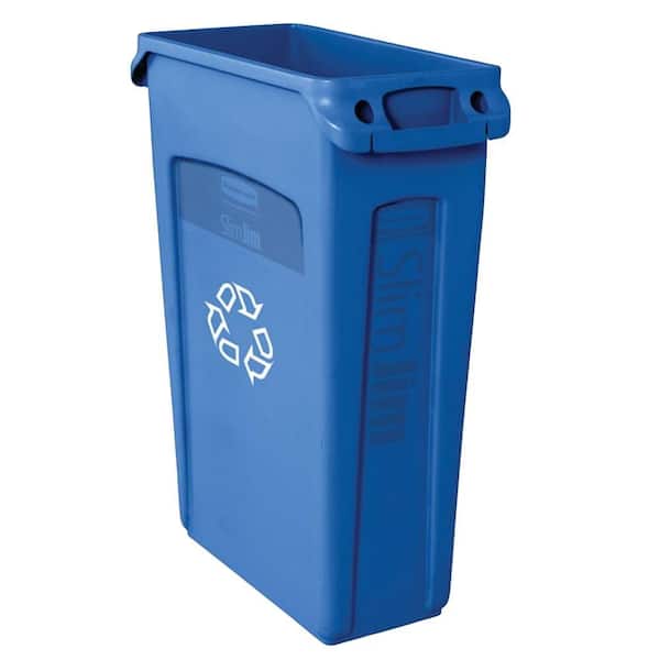 Rubbermaid Commercial Products Slim Jim 23 Gal. Blue Recycling Container with Venting Channels