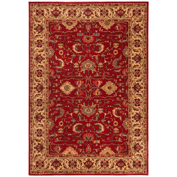 Mahal Red/Beige 4 ft. x 6 ft. Border Floral Area Rug