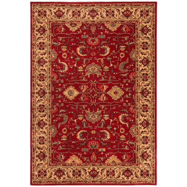 SAFAVIEH Mahal Red/Beige 5 ft. x 8 ft. Border Floral Area Rug MAH693Q-5 ...