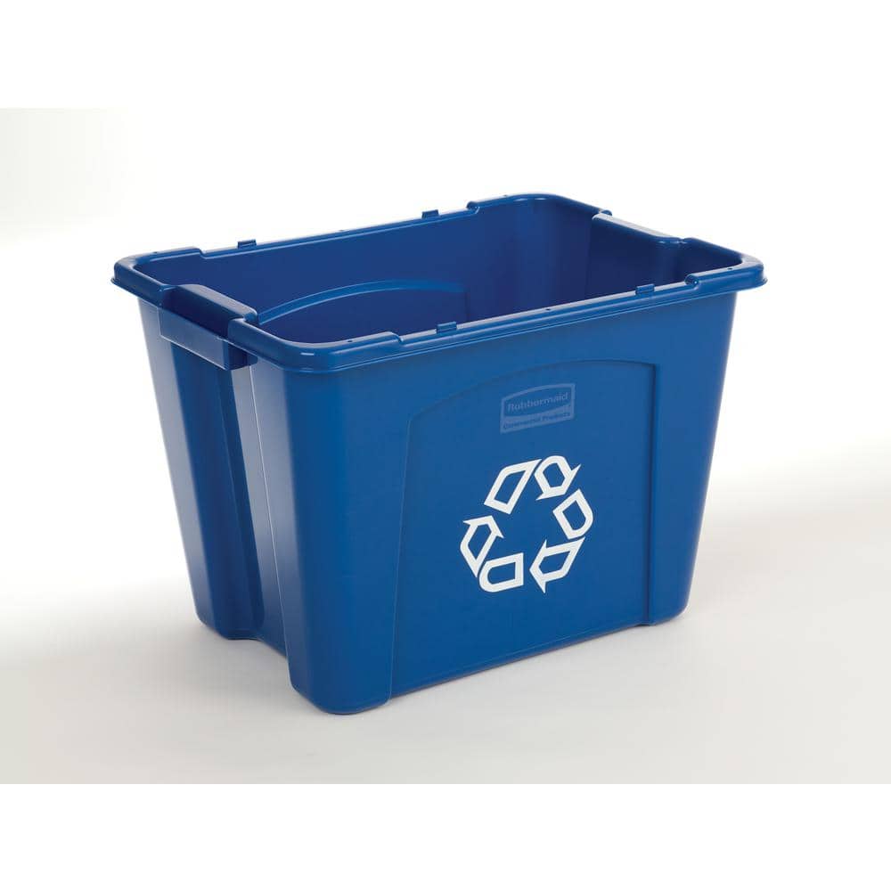 United Solutions 23 Gallon Highboy Kitchen Recycling Bin with Swing Lid, Blue