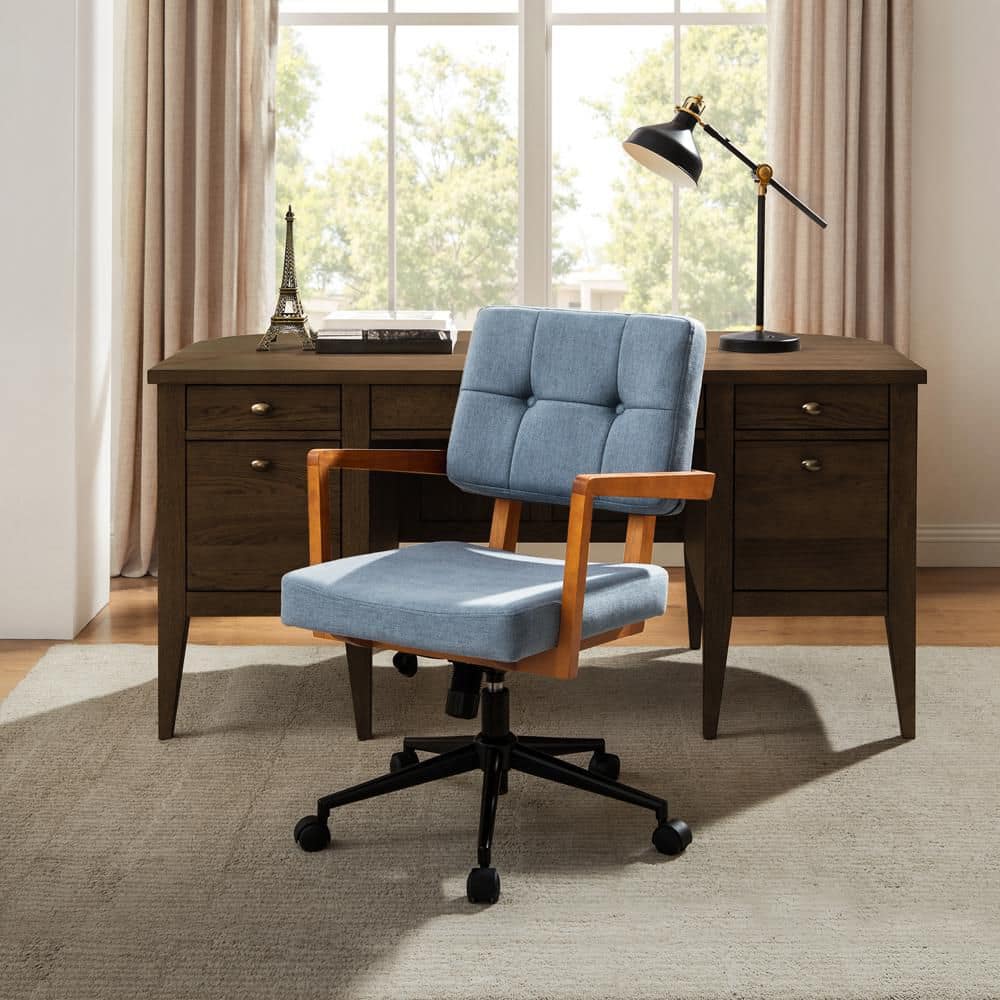 MIRO Fabric Height-Adjustable Swivel Task Chair in Blue