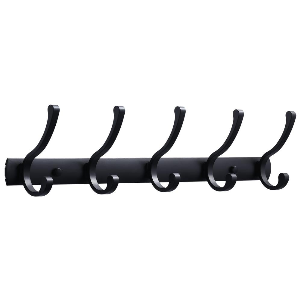 WOWOW Wall-Mounted J-Hook Double Robe/Towel Hook in Black 489889B - The ...