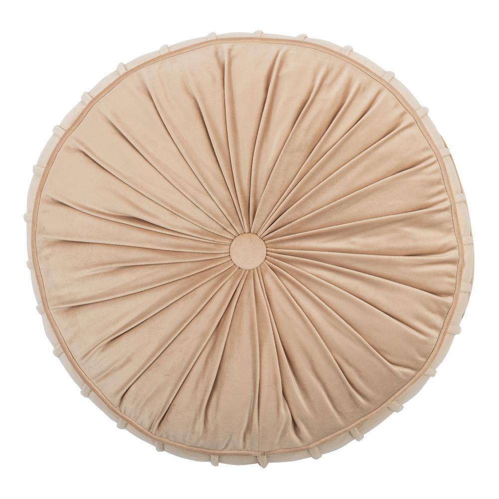 Champagne Velvet 18" Round Tufted Floor Pillow