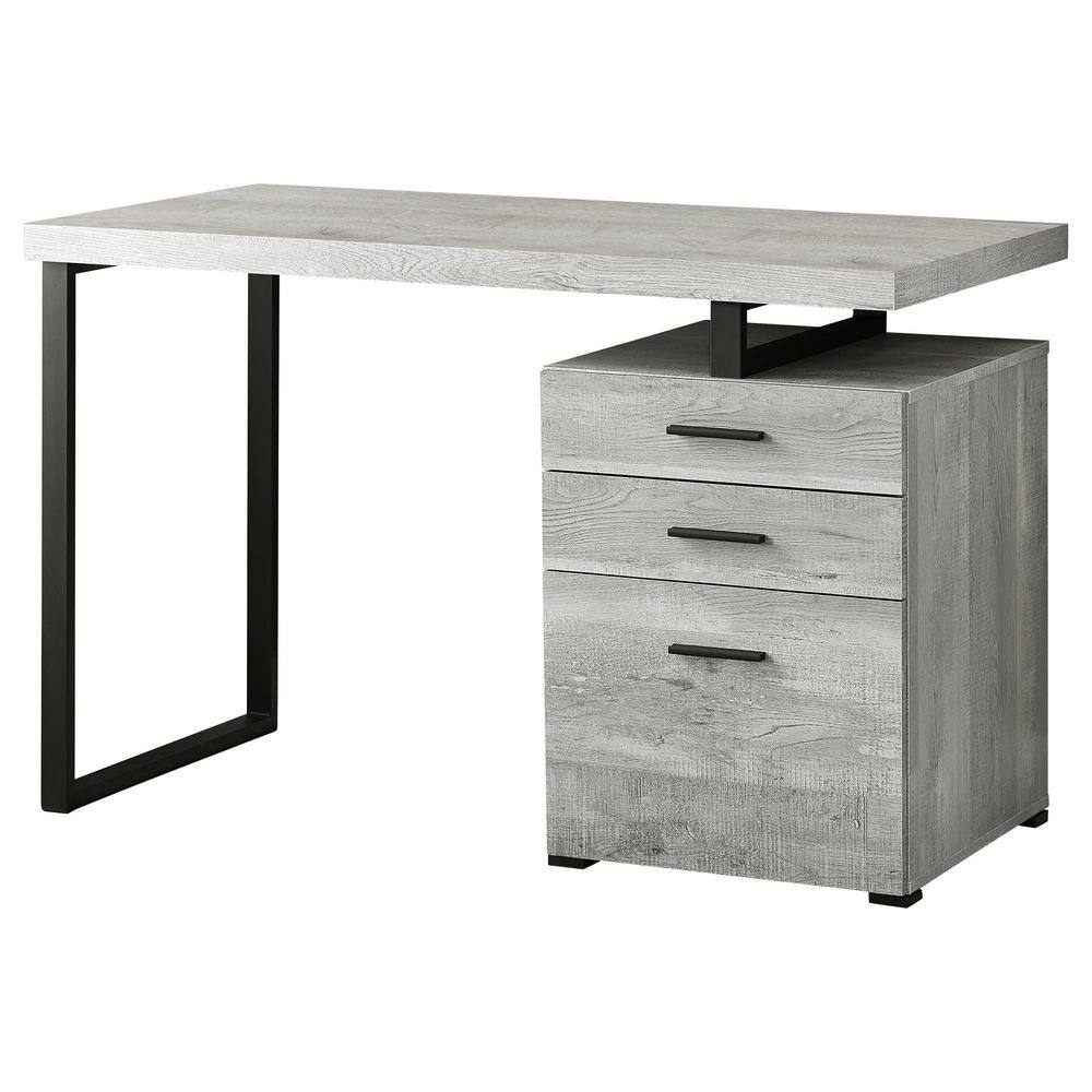 Transitional Black/Gray Wood Home Office Desk with 3 Drawers